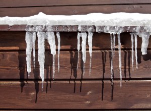Icicles on Log Cabin